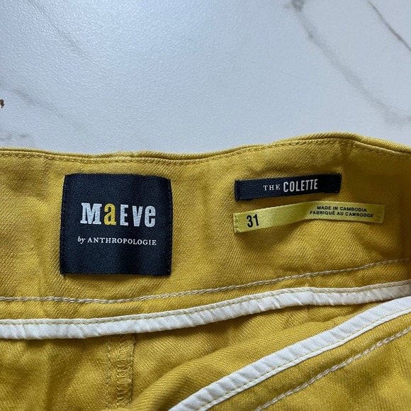 Maeve Colette Linen Blend Shorts yellow size 31 - Picture 3 of 6